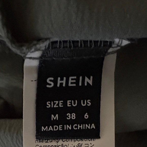 SHEIN Sage Green Button-Down V-Neck Dress - Picture 3 of 5